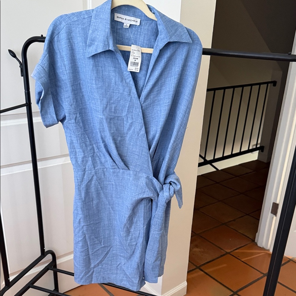 Emma & Michele Light Blue Wrap Jumpsuit Romper